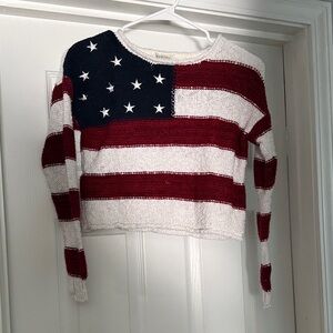 Forever 21 Red White and Blue American Flag Crop Sweater